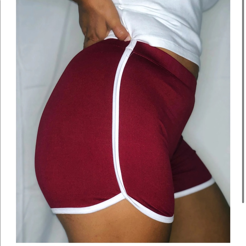 Striped Sport Shorts (Burgundy)